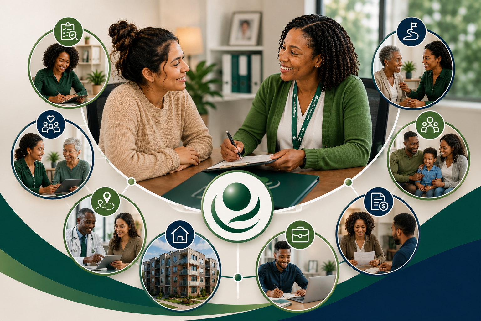 Individual and case manager reviewing a care plan
