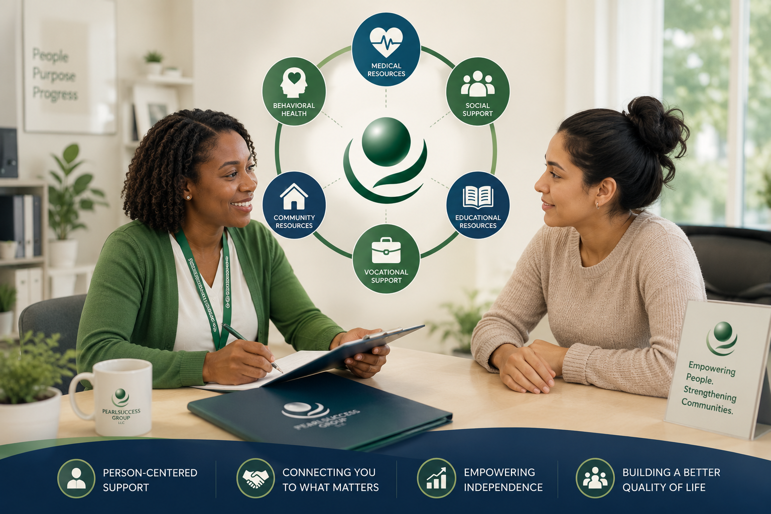Case manager supporting a client